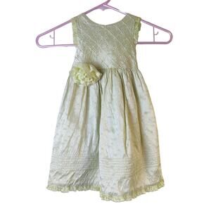 Laura Ashley Baby Spring Green Silk Party Dress 12 Months Easter Flower Pin
